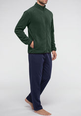 Giubbino Full Zip in Caldo Pile - Verde Melange - 1578 verde melange | Perofil