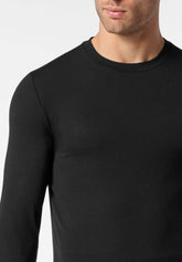 Maglia Girocollo Manica Lunga in Lana Merino e Modal Elasticizzato X-Touch Merino - Nero - 0031 nero | Perofil