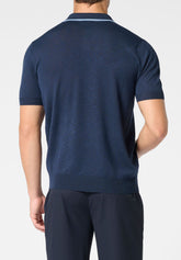 Short-sleeved Polo Shirt in Tricot Knit - Blue - 0023 blu | Perofil