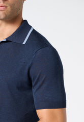 Short-sleeved Polo Shirt in Tricot Knit - Blue - 0023 blu | Perofil
