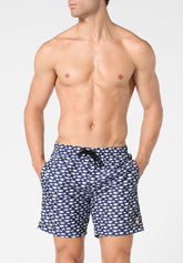 Printed Technical Fabric Swim Boxer - Whale Print - S904 stampa balene | Perofil