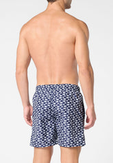 Printed Technical Fabric Swim Boxer - Whale Print - S904 stampa balene | Perofil