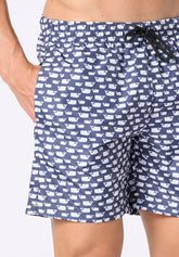 Printed Technical Fabric Swim Boxer - Whale Print - S904 stampa balene | Perofil