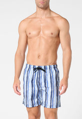 Printed Technical Fabric Swim Boxer - Stripe Print - S910 stampa riga | Perofil