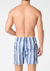 Printed Technical Fabric Swim Boxer - Stripe Print - S910 stampa riga | Perofil
