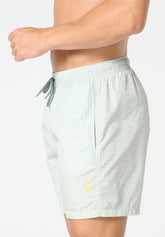 Technical Fabric Swim Boxer - Aqua Green Vichy Print - S918 stampa vichy acquamarina | Perofil