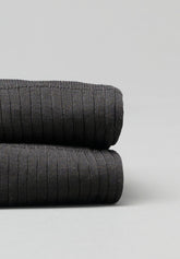 Ribbed Double Mercerized Cotton Long Socks - Anthracite - C003 antracite | Perofil