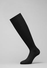 Calza Lunga in Filo di Scozia a coste - Nero - C004 nero | Perofil
