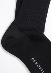 Calza Lunga in Filo di Scozia a coste - Nero - C004 nero | Perofil