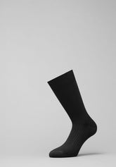 Calza Corta in Filo di Scozia a coste - Nero - C004 nero | Perofil