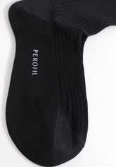 Calza Corta in Filo di Scozia a coste - Nero - C004 nero | Perofil