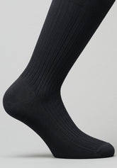 Calza Corta in Filo di Scozia a coste - Nero - C004 nero | Perofil