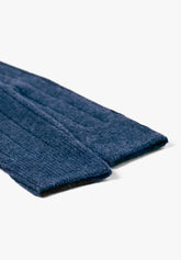Wool and Cashmere Ribbed Long Socks - Blue - C008 blu | Perofil