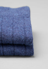 Calza Lunga a Coste in Lana e Cashmere - Blu - C008 blu | Perofil