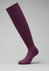 Calza Lunga a Coste in Lana e Cashmere - Bordeaux Melange - C080 bordeaux melange | Perofil