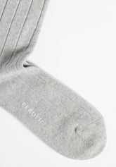 Calza Lunga a Coste in Lana e Cashmere - Grigio Melange - C141 grigio melange | Perofil