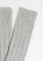 Calza Lunga a Coste in Lana e Cashmere - Grigio Melange - C141 grigio melange | Perofil