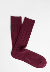 Calza Corta a Coste in Lana e Cashmere - Cherry - C157 cherry | Perofil