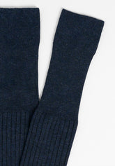 Light Cashmere and Viscose Ribbed Long Socks - Blue - C008 blu | Perofil