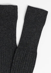 Light Cashmere and Viscose Ribbed Long Socks - Anthracite Mélange - C081 antracite melange | Perofil