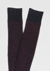 Ribbed Cotton Long Socks Vanis e - Anthracite and Sangria - C197 antracite/sangria | Perofil