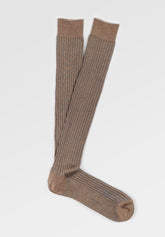 Ribbed Cotton Long Socks Vanis e - Brown and Light Blue - C198 moro/azzurro | Perofil