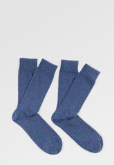 Calze Corte a Coste in Cotone Elasticizzato Rib Cotton Colors Bipack - Denim Melange - C176 denim melange | Perofil