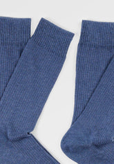 Calze Corte a Coste in Cotone Elasticizzato Rib Cotton Colors Bipack - Denim Melange - C176 denim melange | Perofil