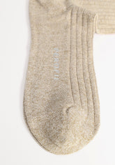Ribbed Cotton and Fresh Linen Short Socks - Taupe Mélange - C173 tortora melange | Perofil