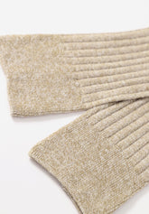 Ribbed Cotton and Fresh Linen Short Socks - Taupe Mélange - C173 tortora melange | Perofil