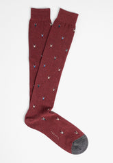 Bicycle Pattern Cotton Long Socks - Cherry Mélange - C162 cherry melange | Perofil