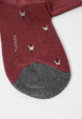 Bicycle Pattern Cotton Long Socks - Cherry Mélange - C162 cherry melange | Perofil