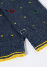Calza Lunga in Cotone con Fantasia Tennis - Blu Melange - C092 blu melange | Perofil