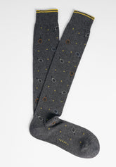 Calza Lunga in Cotone con Fantasia Tennis - Grigio Scuro Melange - C336 grigio mel scuro | Perofil