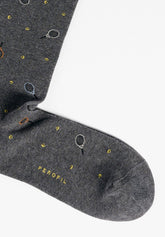 Calza Lunga in Cotone con Fantasia Tennis - Grigio Scuro Melange - C336 grigio mel scuro | Perofil