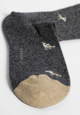 Calza Lunga in Cotone Fantasia Lupo - Grigio Melange - C141 grigio melange | Perofil