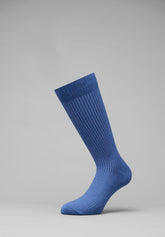Ribbed Stretch Cotton Crew Socks Bi-Pack - Denim Mélange - C176 denim melange | Perofil
