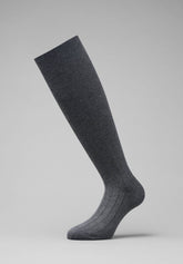 Soft Plus Ribbed Warm Cotton Long Socks - Dark Grey Mélange - C336 grigio mel scuro | Perofil