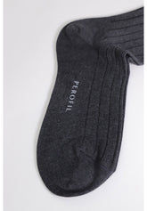 Calza Lunga in Caldo Cotone a coste Soft Plus - Grigio Scuro Melange - C336 grigio mel scuro | Perofil