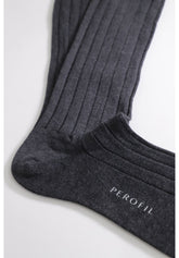 Calza Lunga in Caldo Cotone a coste Soft Plus - Grigio Scuro Melange - C336 grigio mel scuro | Perofil