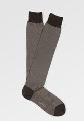 Calza Lunga in Cotone Elasticizzato Oxford - Moro e Naturale - C195 moro/naturale | Perofil