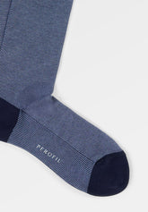 Oxford Stretch Cotton Short Socks - Blue and Light Blue - C347 blu/azzurro | Perofil