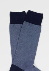Oxford Stretch Cotton Short Socks - Blue and Light Blue - C347 blu/azzurro | Perofil
