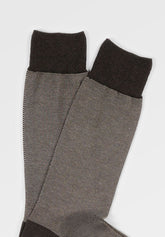 Oxford Stretch Cotton Short Socks - Dark Brown and Natural - C195 moro/naturale | Perofil