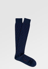 Stretch Cotton Long Socks Polka-Dots - Blue - C008 blu | Perofil