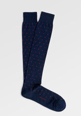 Stretch Cotton Long Socks Polka-Dots - Blue - C008 blu | Perofil