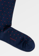 Stretch Cotton Long Socks Polka-Dots - Blue - C008 blu | Perofil