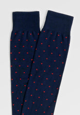 Stretch Cotton Long Socks Polka-Dots - Blue - C008 blu | Perofil
