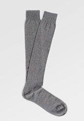 Stretch Cotton Long Socks Polka-Dots - Dark Grey Mélange - C336 grigio mel scuro | Perofil