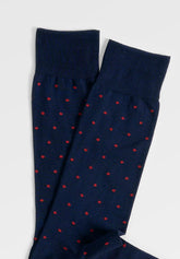 Stretch Cotton Short Socks Polka-Dots - Blue - C008 blu | Perofil